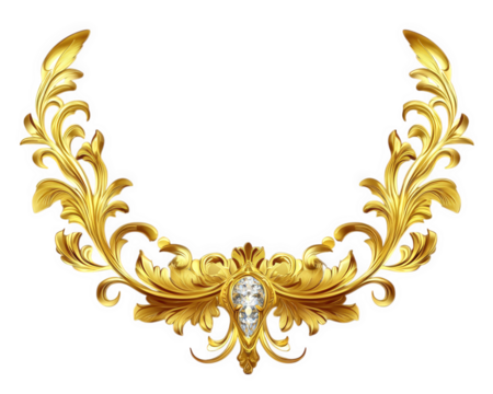 Elegant gold necklace design featuring intricate floral patterns and central gemstone. This luxurious piece showcases craftsmanship and beauty, perfect for special occasions