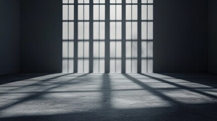 Empty room with light streaming in through a large window