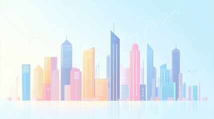 Real estate investment infographic flat design side view property market theme animation colored pastel. 