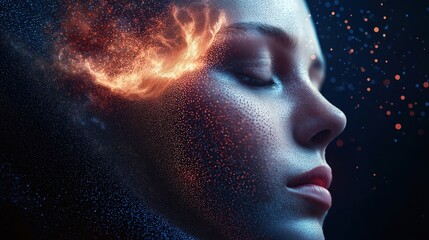 API Agents Concepts. Ethereal portrait with a shimmering, abstract effect.