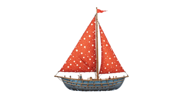 sailboat with polka dot sails png
