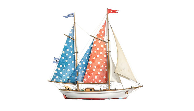 sailboat with polka dot sails png