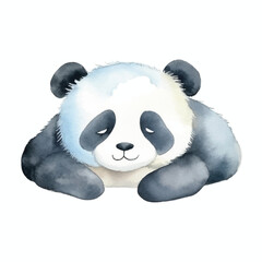 panda lay on floor cute watercolors illustration on white background © yuniazizah