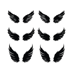 Obraz premium Wing silhouette set clipart on a white background