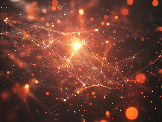 Vibrant Abstract Background with Glowing Lines and Particles