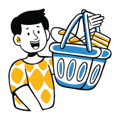 young man shopping vector illustration