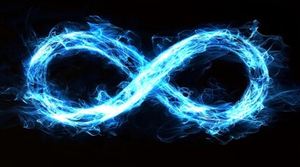 Dynamic glowing lines create a mesmerizing blue infinity symbol.