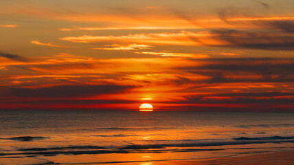 Obraz premium Breathtaking Sunset Over a Serene Mountain Lake with Reflection.