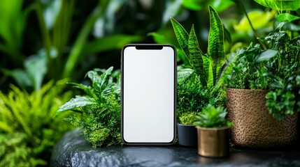 Smartphone in Lush Tropical Garden