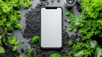 Smartphone Surrounded by Greenery