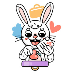 Ronnie The Bunny is proudly showing off a paper with an “A+” grade and a big smile! With a backpack and an apple in hand, Ronnie represents achievement, dedication, and the joy of learning.