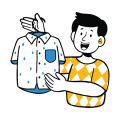 young man shopping vector illustration