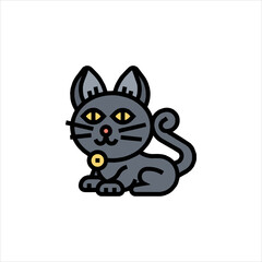 black cat on a white background
