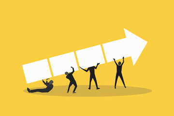 Business people employee connect arrow. concept of Team, collaboration, teamwork, organization, together and career growth