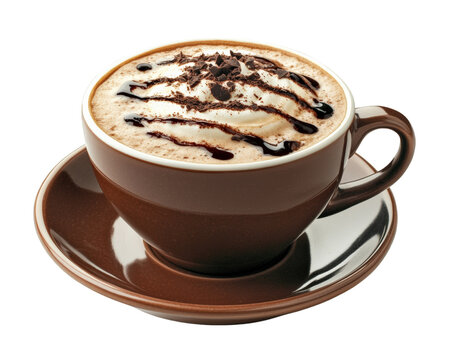 delicious cup of mocha coffee topped with whipped cream and chocolate syrup, perfect for cozy moment