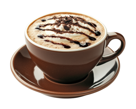 delicious cup of mocha coffee topped with whipped cream and chocolate syrup, perfect for cozy moment