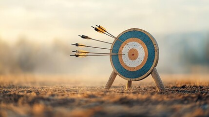 Archery target with missed arrows