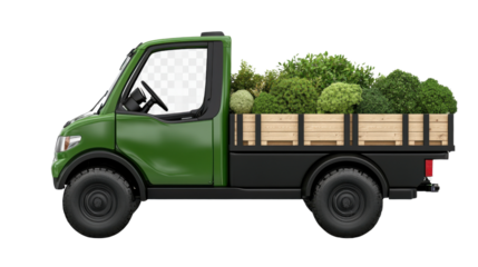 green truck isolated on white