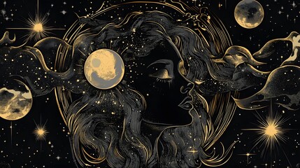 Celestial illustration with Virgo symbol