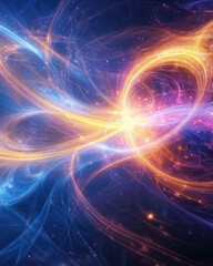 Ethereal Abstract Light Waves in Blue and Orange Colors