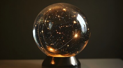 Crystal ball with astrological symbols