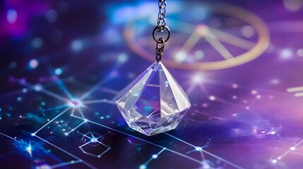 Crystal pendulum over astrology chart