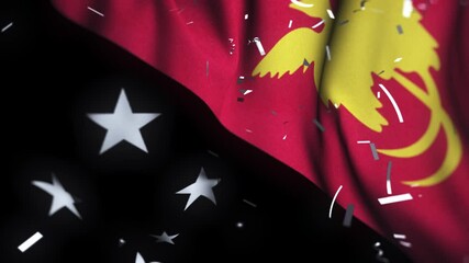 Papua New Guinea Independence Day Celebration with Waving Flag and Confetti