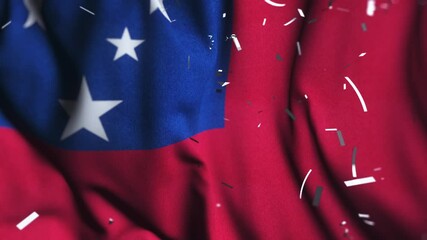 Samoa Independence Day Celebration with Waving Flag and Confetti
- Powered by Adobe