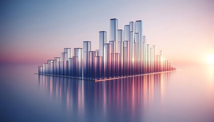 Fototapeta premium Modern Bar Graph with Transparent Cylinders and Gradient Background