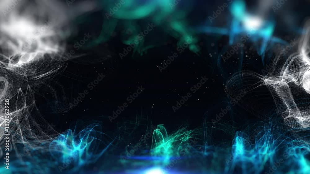 Poster technology glow luminous wave flowing in cyber space 4k motion background