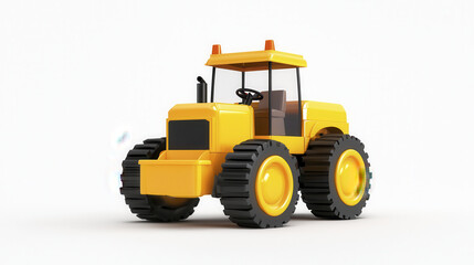 bright yellow toy tractor with large black tires, designed for playful activities and imaginative play