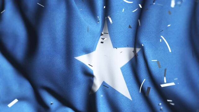Somalia Flag Waving with Confetti – National Celebration and Pride