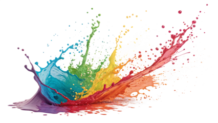 Colorful Paint Splash – Isolated on White Background. Transparent PNG. AI Generated