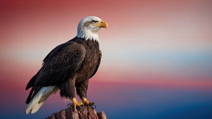 Obraz premium Majestic Bald Eagle at Sunset
