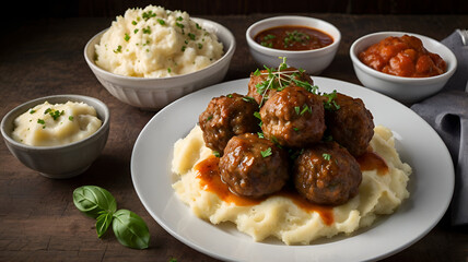  "Delicious Fried Meatballs with Creamy Mashed Potatoes"