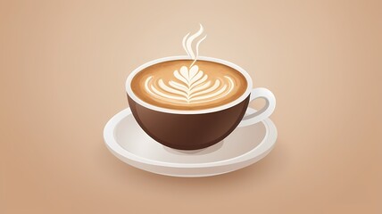 Obraz premium Latte art coffee cup vector icon, cozy and warm, detailed yet minimalistic café branding