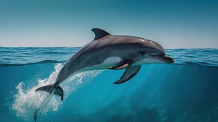 Fototapeta premium Dolphin leaping from ocean,wildlife photography
