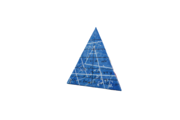 Minimalist glowing blue triangle prism on a clean gradient background