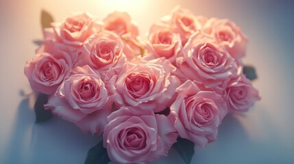 Pink Roses Arranged In A Heart Shape