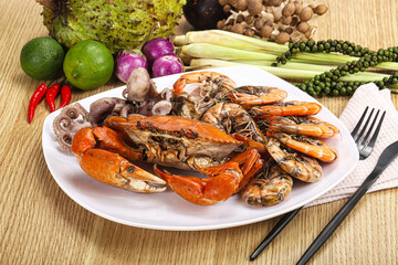 Luxury seafood mix - crab, prawn, octopus