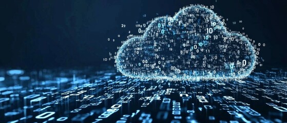 Glowing Blue 3D Digital Cloud Representing Cloud Computing