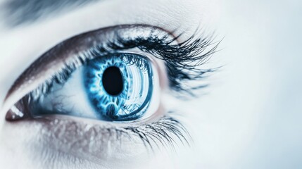 An AI powered robotic surgeon performing microsurgery on a human eye, sterile futuristic operating room with precision robotic arms, High-tech style