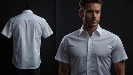 Fototapeta premium Crisp White Short Sleeve Shirt Front and Back View
