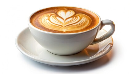 Cup of coffee latte isolated on white backgroud with clipping path
