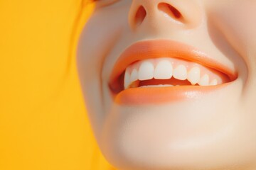 Naklejka premium Smiling woman with bright lips