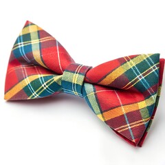 Vibrant Multicolored Checkered Bow Tie &ndash; Fashionable Accessory Isolated on White Background