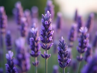 Obraz premium medicinal herbs and berries, traditional medicine Beautiful field of purple lavender flowers with a few purple flowers in the foreground