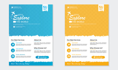 Travel flyer modern A4 or brochure template design for travel agency