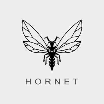 flying hornet wasp silhouette logo vector