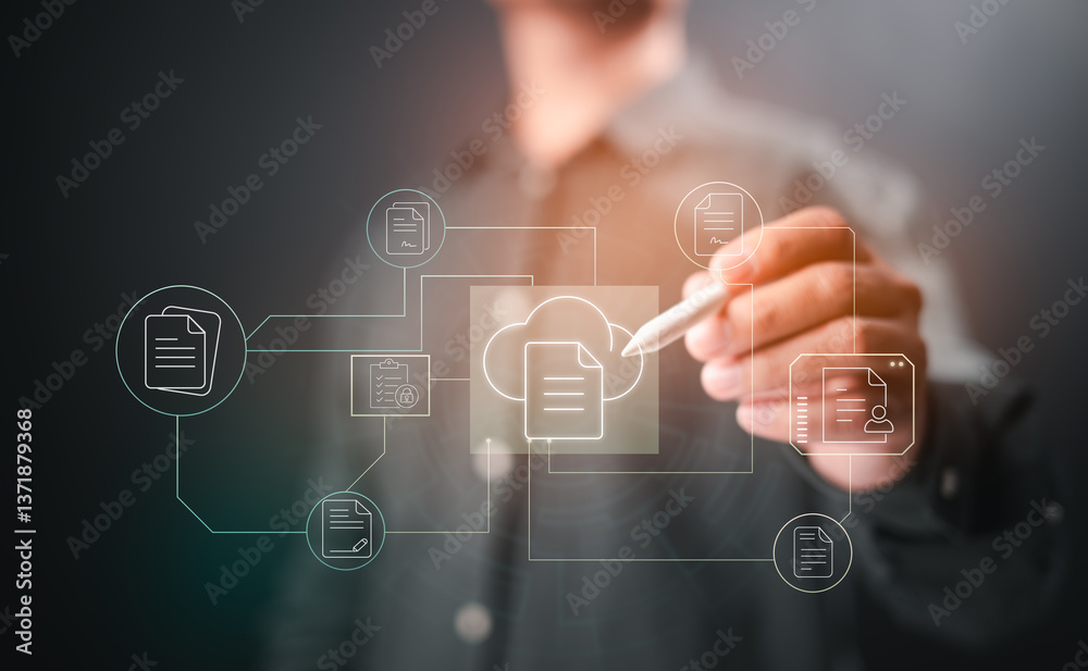 Aufkleber Digital document management in the cloud. seamless storage, sharing, and access for modern business operations.